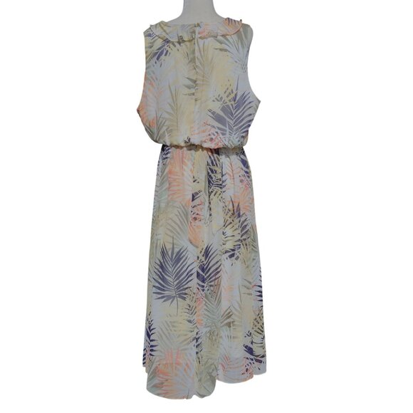 Lane Bryant Women's Size 20 Tropical Print Ruffle Maxi Dress Elastic Waist - Picture 4 of 11